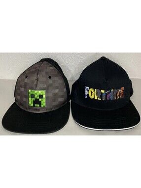 Hat Lot Fortnite And Mine Craft Lot Of 2 Hats Flat Bill